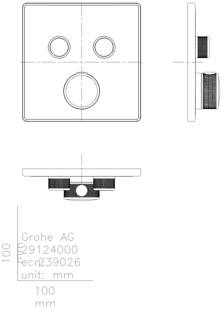 GROHE Thermostat Grohtherm SmartControl 29124 eckig FMS 2 ASV satin graphite