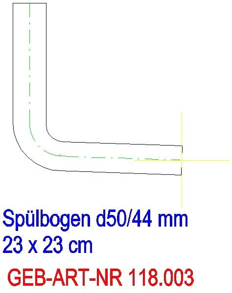 GE Spülbogen 90Gr 23x23 weis-alpin d50/44_118.003.11.1_L