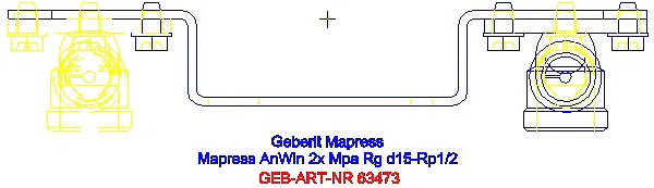 GE Mapress Kupfer Anschlusswinkel 90Gr vormontiert zweifach Rg d15-Rp1/2_63473_G