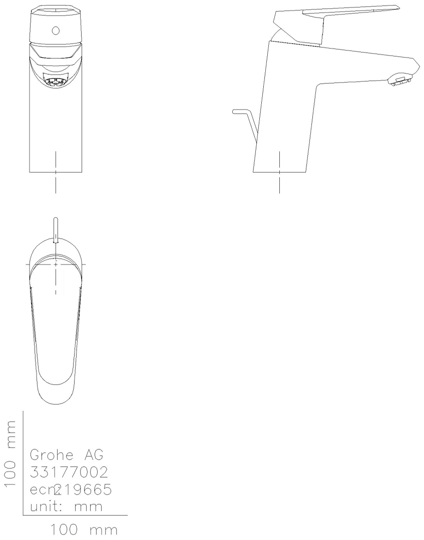 GROHE EH-WT-Batterie Eurodisc C 33177_2 Niederdruck Zugstangen-Ablaufgrt. chrom
