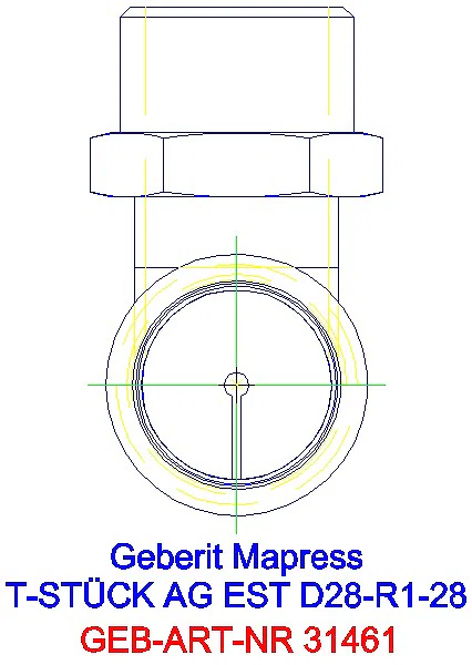 GE Mapress Edelstahl T-Stück mit AG d28-R1-28_31461_L