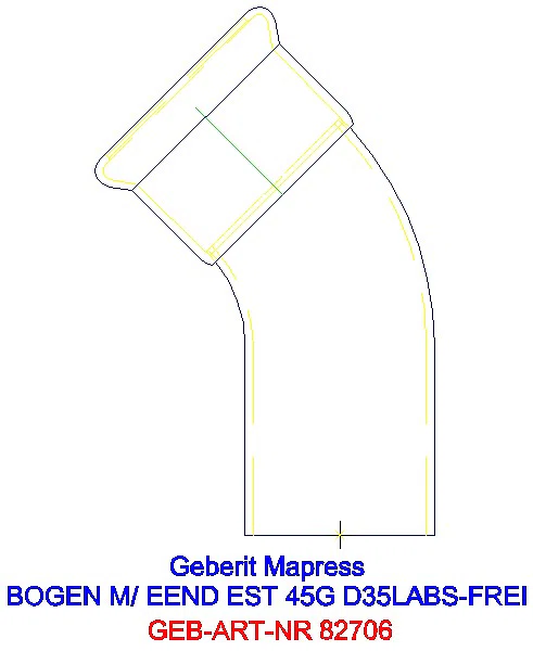 GE Mapress Edelstahl Bogen 45Gr d35 mit Einschubende (LABS-frei)_82706_A