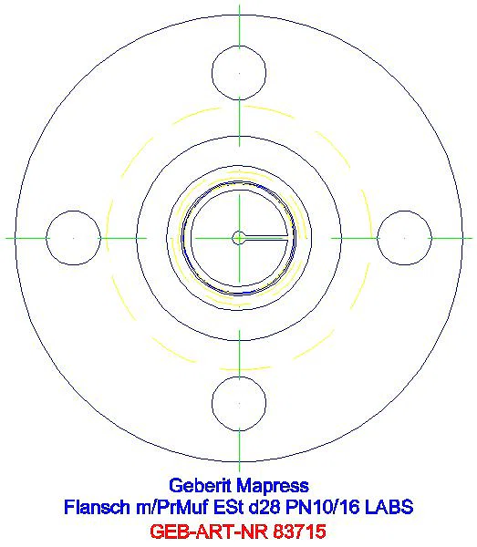 GE Mapress Edelstahl Flansch PN 10/16 mit Pressmuffe (LABS-frei), d28_83715_L