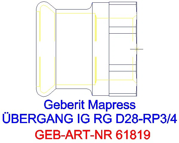 GE Mapress Kupfer Übergang mit IG Rg d28-Rp3/4_61819_A