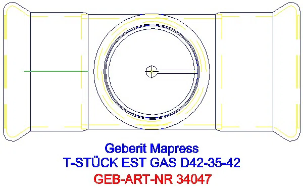 GE Mapress Edelstahl T-Stück reduziert (Gas) d42-35-42_34047_G