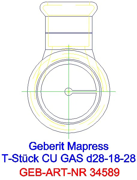 GE Mapress Kupfer T-Stück reduziert (Gas) d28-18-28_34589_L