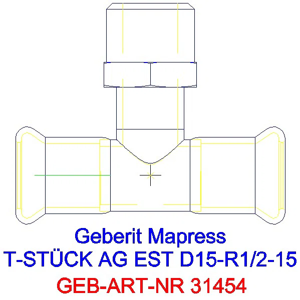 GE Mapress Edelstahl T-Stück mit AG d15-R1/2-15_31454_A