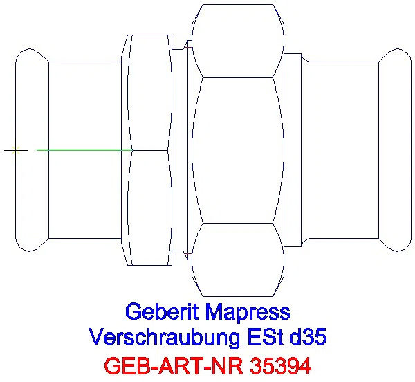 GE Mapress Edelstahl Verschraubung mit Überwurfmutter aus ESt d35_35394_A