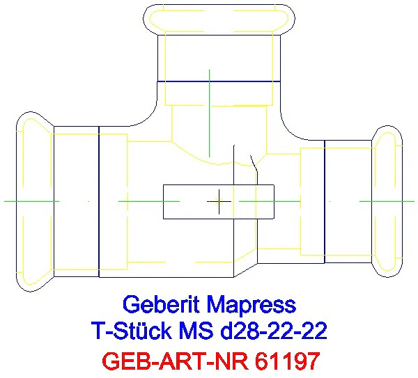 GE Mapress C-Stahl T-Stück reduziert Ms d28-22-22_61197_A