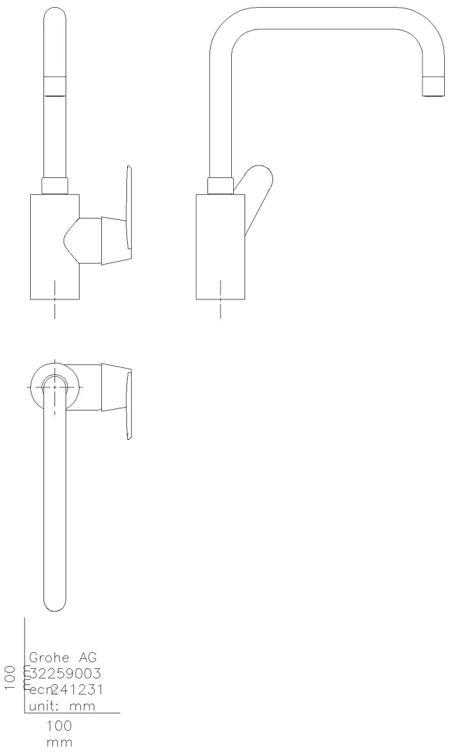 GROHE EH-SPT-Batterie Eurodisc C 32259_3 hoher Auslauf chrom