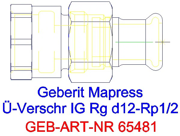 GE Mapress Kupfer Übergangsverschraubung mit IG Rg d12-Rp1/2_65481_A