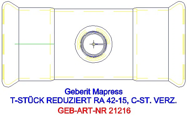 GE Mapress C-Stahl T-Stück reduziert d42-15-42 verzinkt_21216_G