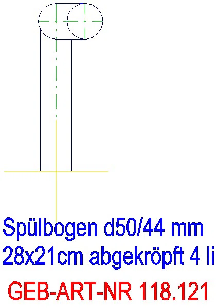 GE Spülbogen 90Gr 28x21 cm links gekröpft 4 cm weiß-alpin d50/44_118.121.11.1_G