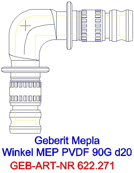 GE Mepla Winkel PVDF 90Gr d20_622.271.00.5_L