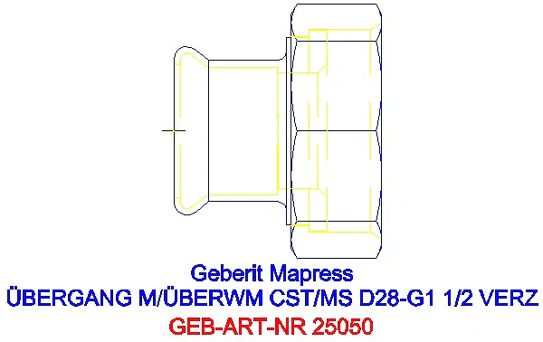 GE Mapress C-Stahl Übergang mit Überwurfmutter d28-G1 1/2 verzinkt_25050_G
