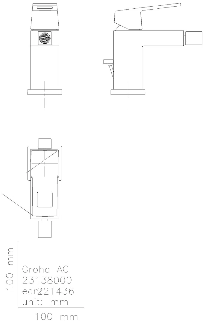 GROHE EH-Bidetbatterie Eurocube 23138 mit Zugstangen-Ablaufgarnitur chrom