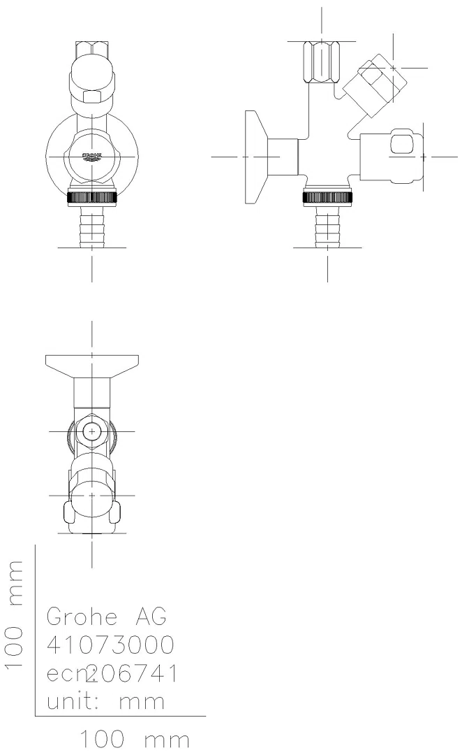 GROHE WAS-Kombieckventil 41073 Design-Gr. DN15 mit Rückflussverh. chrom