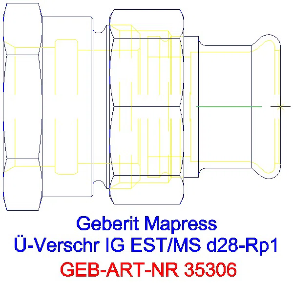 GE Mapress Edelstahl Übergangsverschr. mit IG d28-Rp1_35306_A