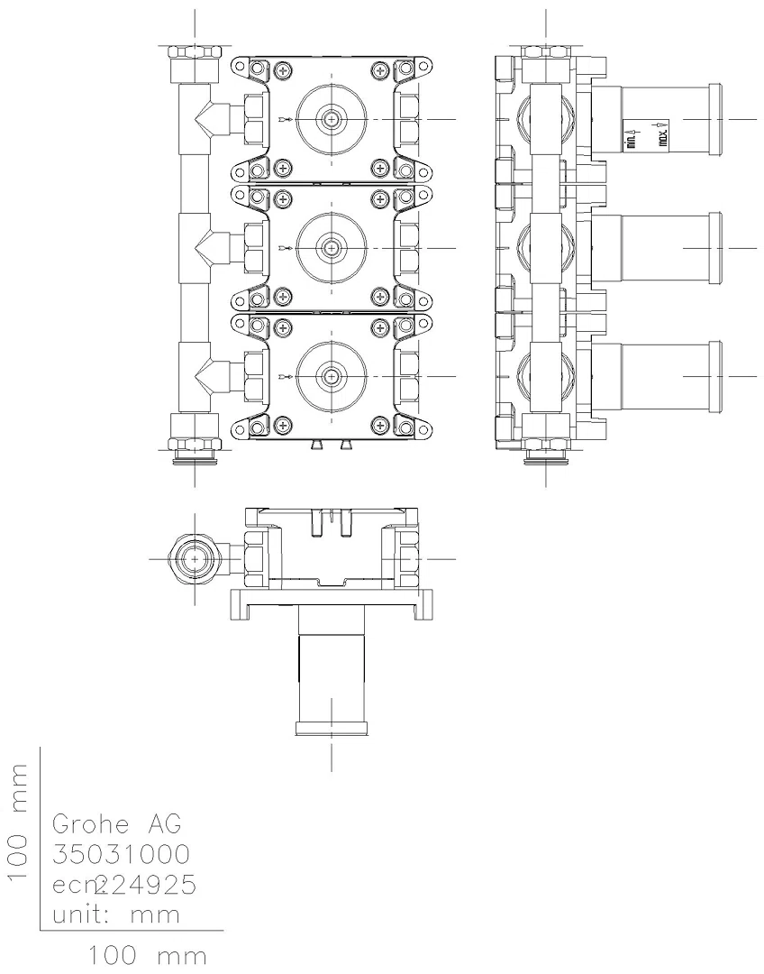 GROHE Einbaubox Rapido C 35031 für Unterputzventil 26880000 3 Zu-/Abgänge