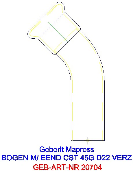 GE Mapress C-Stahl Bogen 45Gr mit Einschubende d22 verzinkt_20704_A