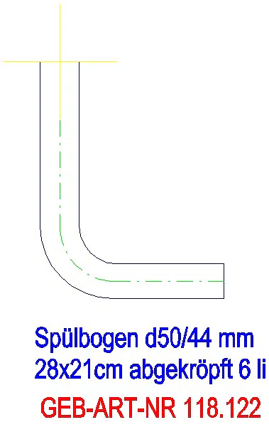 GE Spülbogen 90Gr 28x21 cm links gekröpft 6 cm weiß-alpin d50/44_118.122.11.1_L