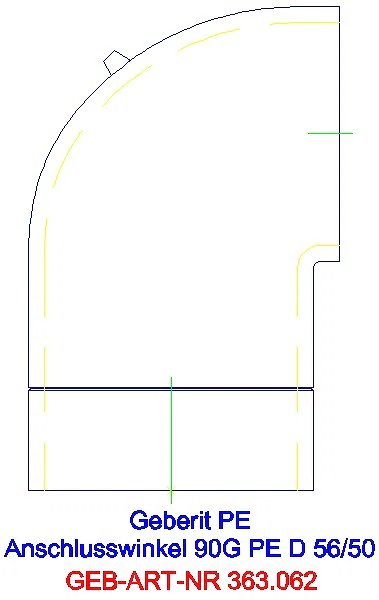 GE PE Bogen 90Gr reduziert mit langem Schenkel und kleinem Radius d56/50_363.062.16.1_A