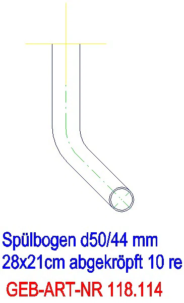 GE Spülbogen 90Gr 28x21 cm rechts gekröpft 10 cm weiß-alpin d50/44_118.114.11.1_A