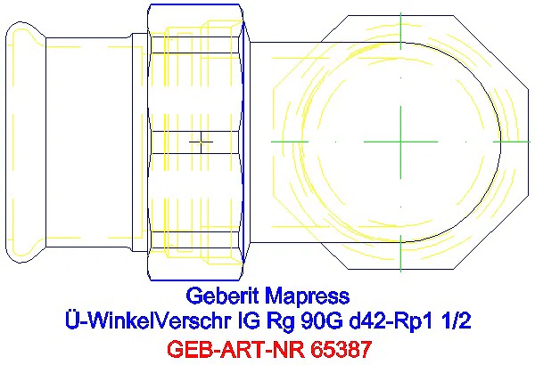 GE Mapress Kupfer Übergangswinkel- verschraubung 90Gr mit IG Rg d42-Rp1 1/2_65387_G