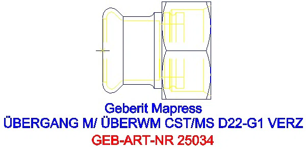 GE Mapress C-Stahl Übergang mit Überwurfmutter d22-G1 verzinkt_25034_G