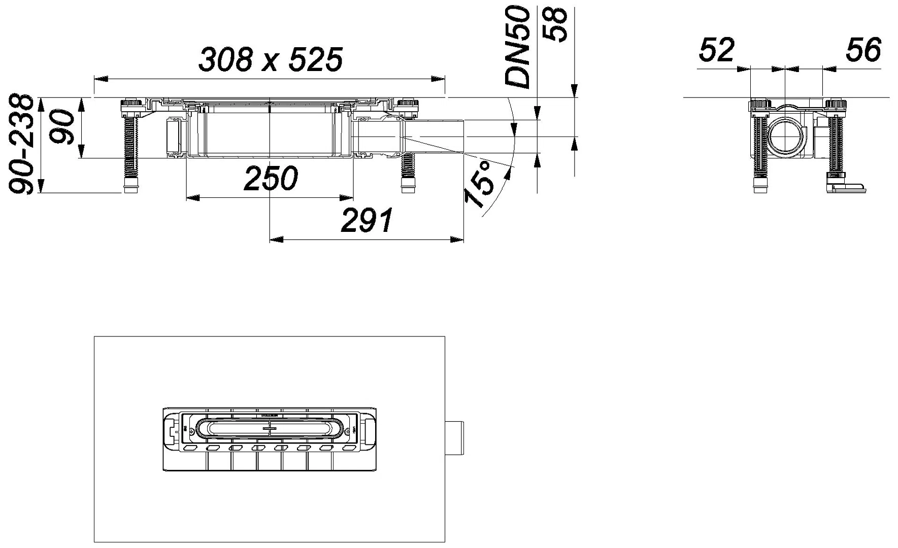 DALLMER Ablaufgehäuse DallFlex 2.0, DN 50