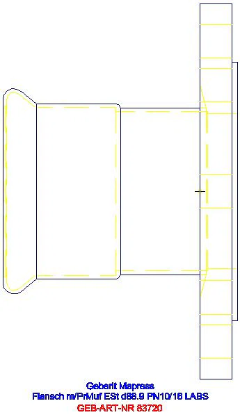 GE Mapress Edelstahl Flansch PN 10/16 mit Pressmuffe (LABS-frei), d88,9_83720_A