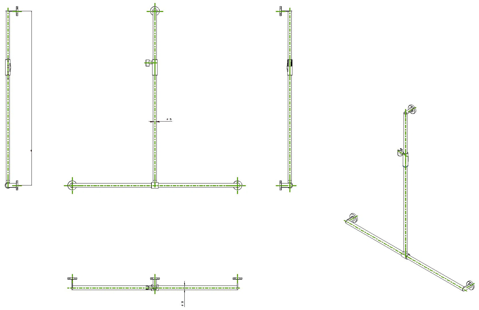 HEWI DUHA, d:25/30, A1:1250. W1:1185 plvb, Br.H.mag. schw tiefmatt