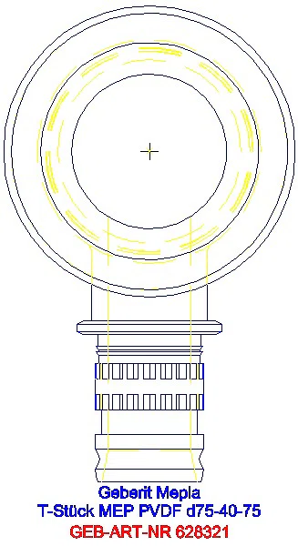 GE Mepla T-Stück reduziert PVDF d75-40-75_628.321.00.5_L