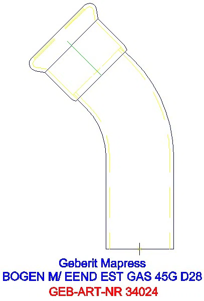GE Mapress Edelstahl Bogen 45Gr d28 mit Einschubende (Gas)_34024_A