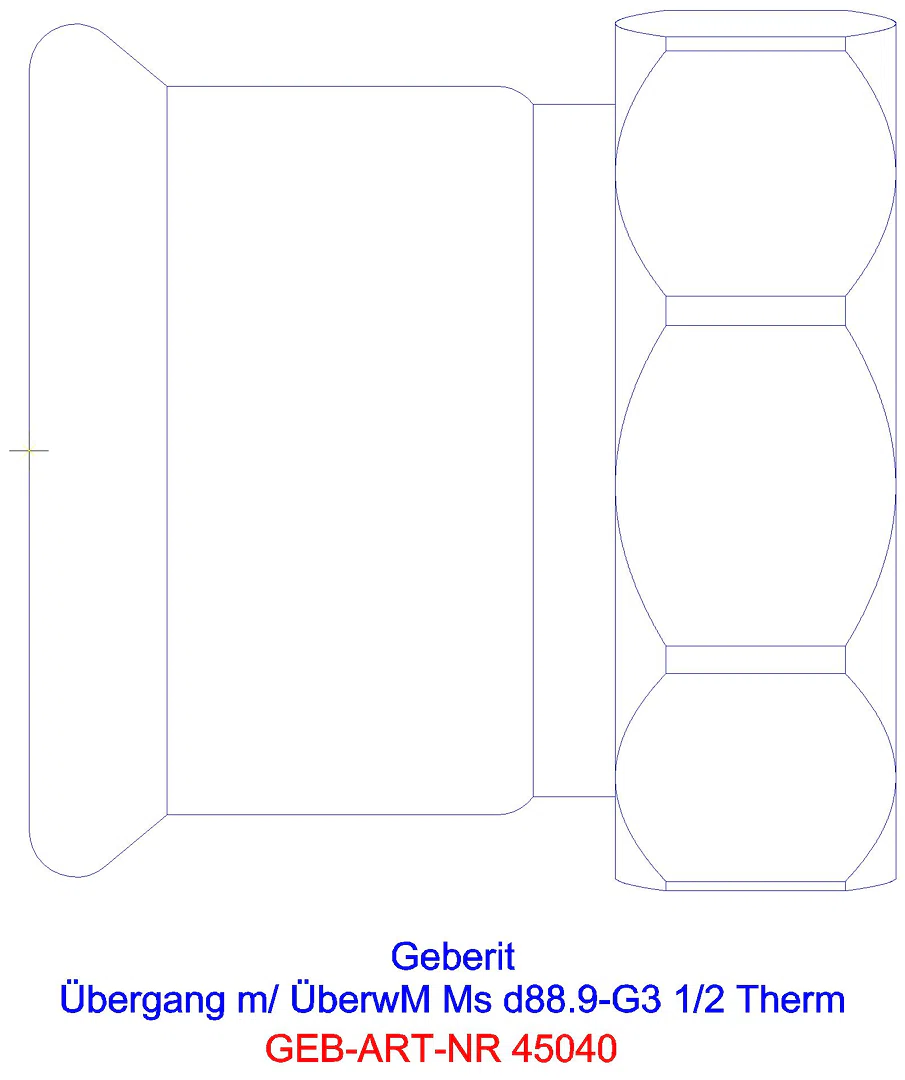 GE Mapress Therm Übergang mit Überwurfmutter d76,1-G3_45040_a