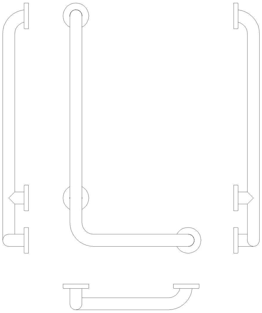 HEWI Winkelgriff (USA) Serie 801, matt, AM:24 x 12" felsgrau