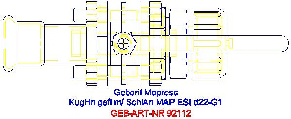 GE Mapress Kugelhahn NPW, mit Bet.-Hebel und Schlauchanschluss geflanscht d22_92112_G