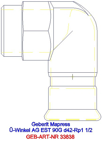 GE Mapress Edelstahl Übergangswinkel 90Gr mit AG d42-R1 1/2_33838_A
