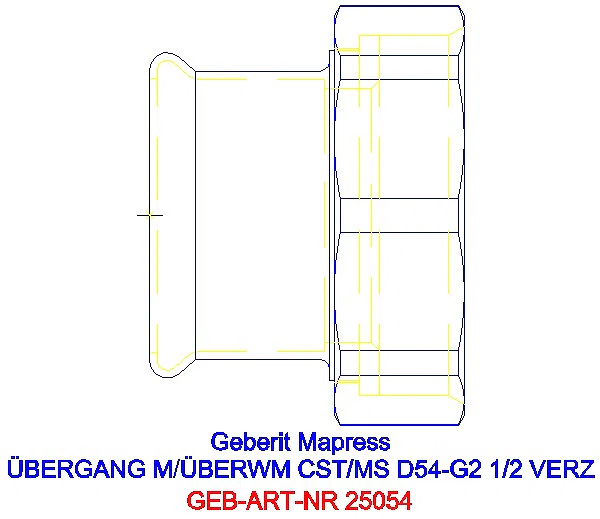 GE Mapress C-Stahl Übergang mit Überwurfmutter d54-G2 1/2 verzinkt_25054_A
