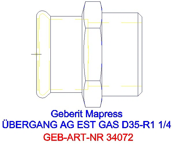 GE Mapress Edelstahl Übergang mit AG (Gas) d35-R1 1/4_34072_G