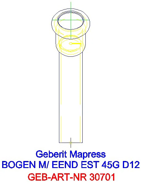 GE Mapress Edelstahl Bogen 45Gr d12 mit Einschubende_30701_L