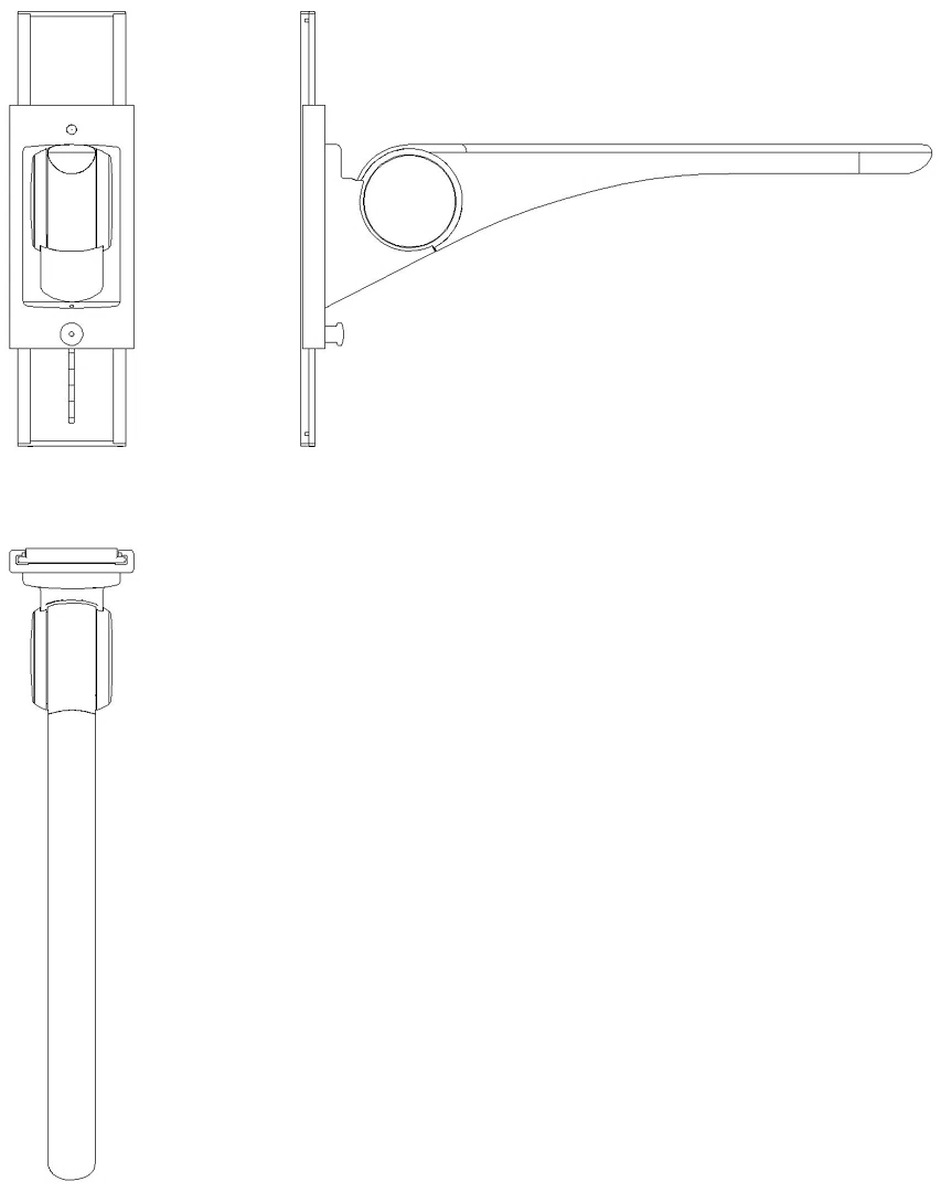 HEWI Stützklappgriff Basic,750 mm mit Höhenverstellung anthr hgl-atm