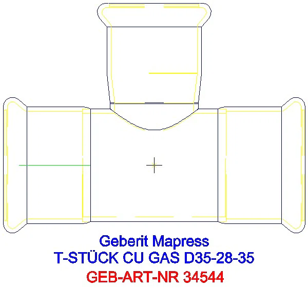 GE Mapress Kupfer T-Stück reduziert (Gas) d35-28-35_34544_A