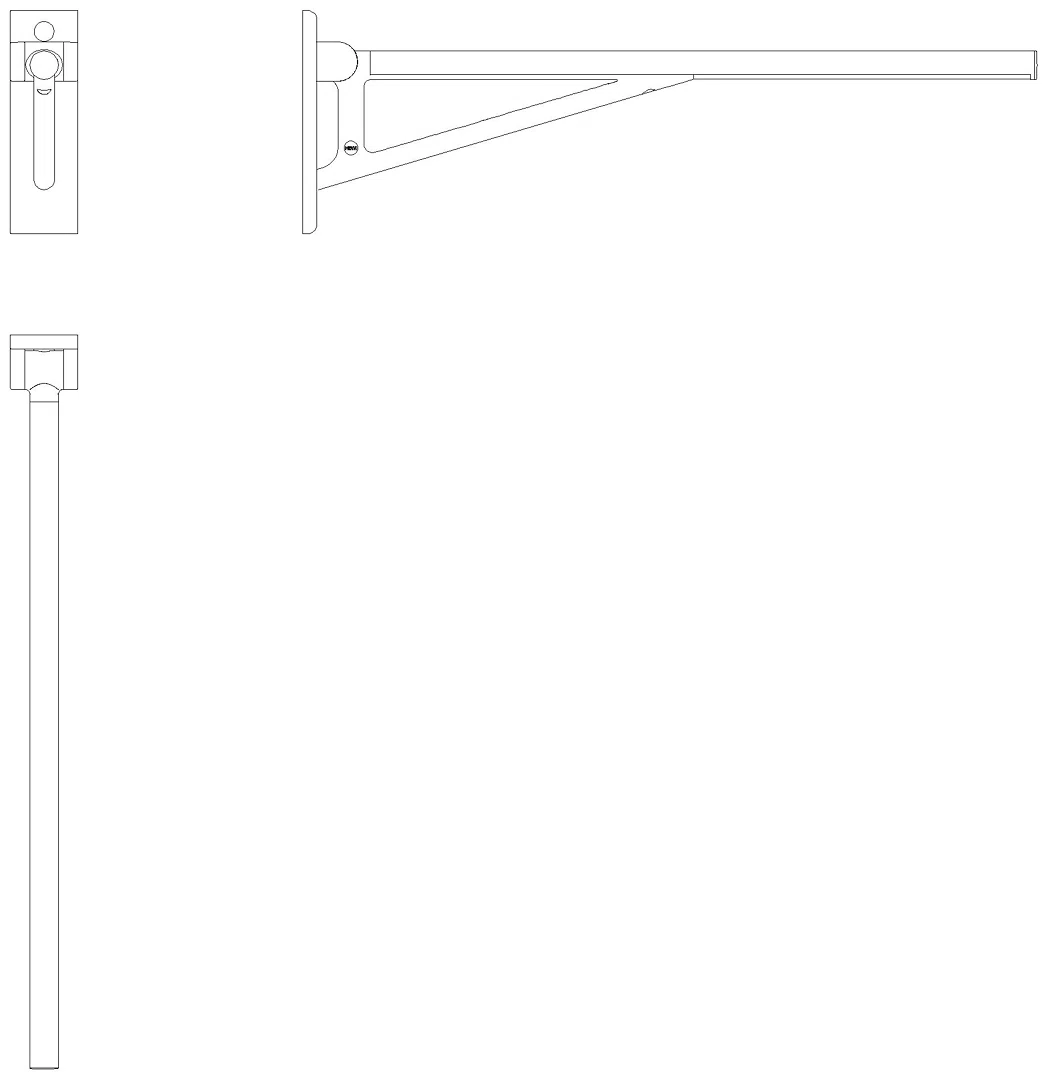HEWI SKG, L:850mm, schliff-Optik, Kst.Ausleger signalweiß