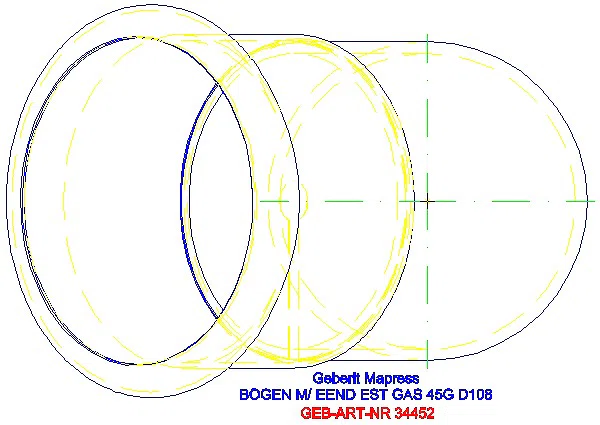 GE Mapress Edelstahl Bogen 45Gr d108 mit Einschubende (Gas)_34452_G