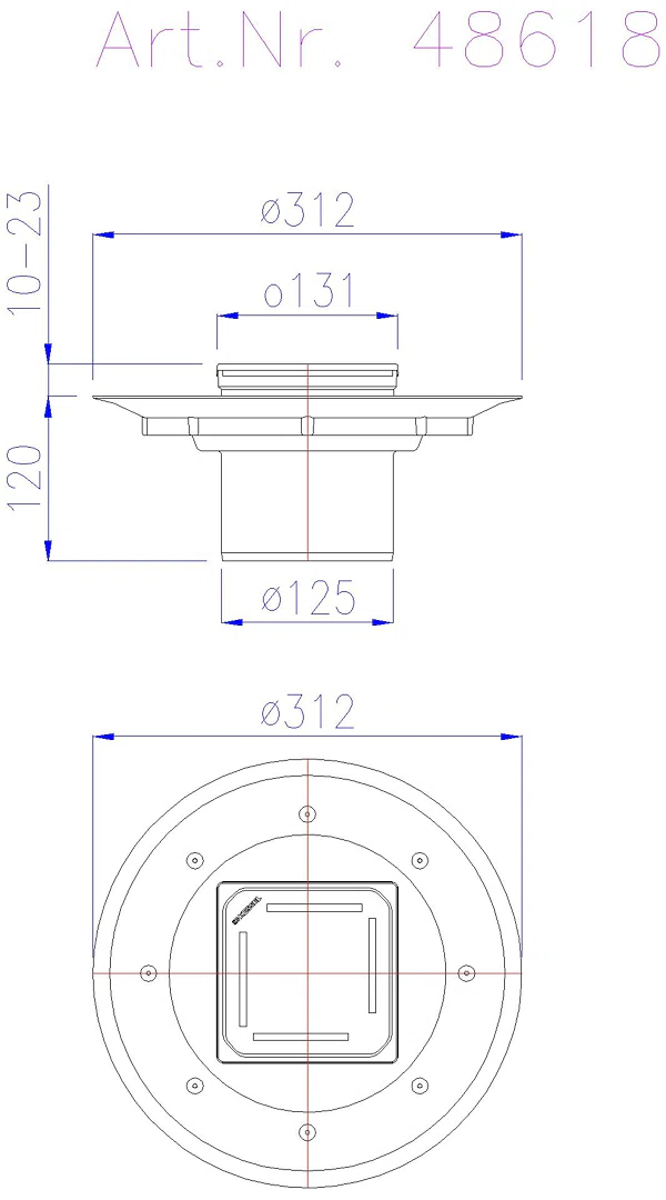 KESSEL-Dünnbettaufsatz Designrost Slot,120x120