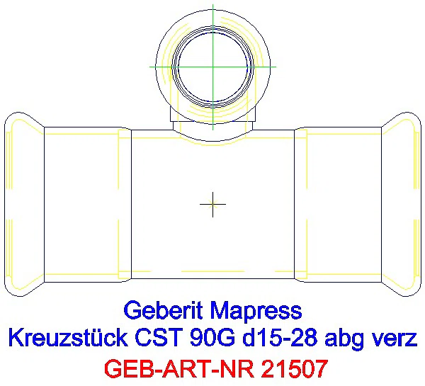 GE Mapress C-Stahl Kreuzstück 90Gr abgesetzt d15-28 verzinkt_21507_A