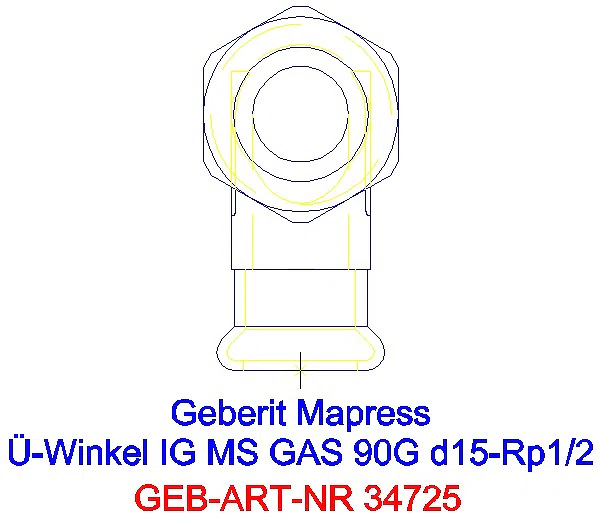 GE Mapress Kupfer Übergangswinkel 90Gr mit IG (Gas) Ms d15-Rp1/2_34725_L