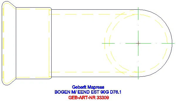 GE Mapress Edelstahl Bogen 90Gr d76,1 mit Einschubende_33309_G