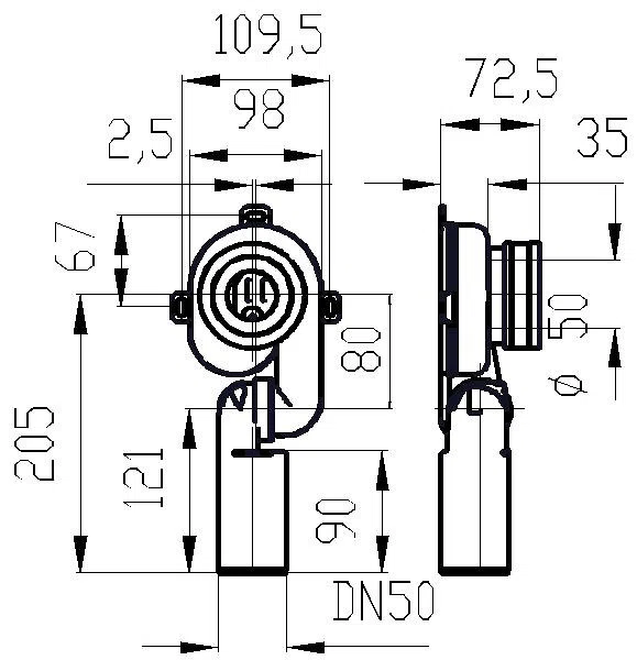 DALLMER Urinal-Absaug-Siphon HL 430, DN 50